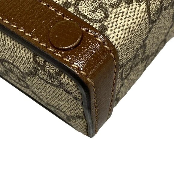 Auth GUCCI GG Plus / GG Supreme, Horsebit 625615 Beige Dark Brown PVC Leather - Picture 4 of 16
